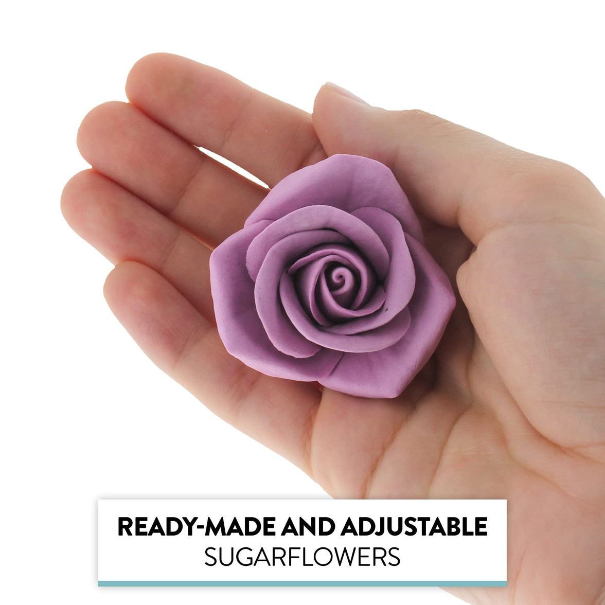 Peace Rose Sugar Flowers with Leaves, Cake Decorating Kit, by Global Sugar Art, Medium, Lavender