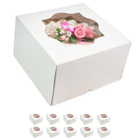 Global Sugar Art Auto-Popup Deep Square Cake Box with Window, 8 x 8 x 5 Inches