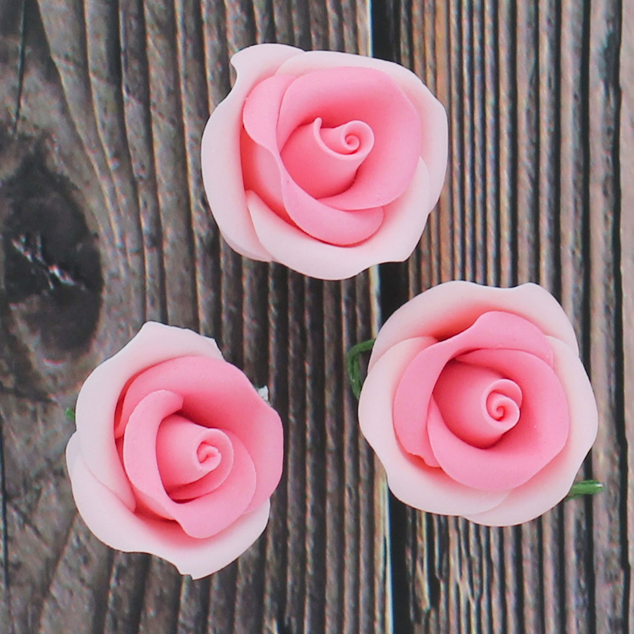 Shrub Rose Sugar Flowers for Cakes, by Global Sugar Art, Small, Pink