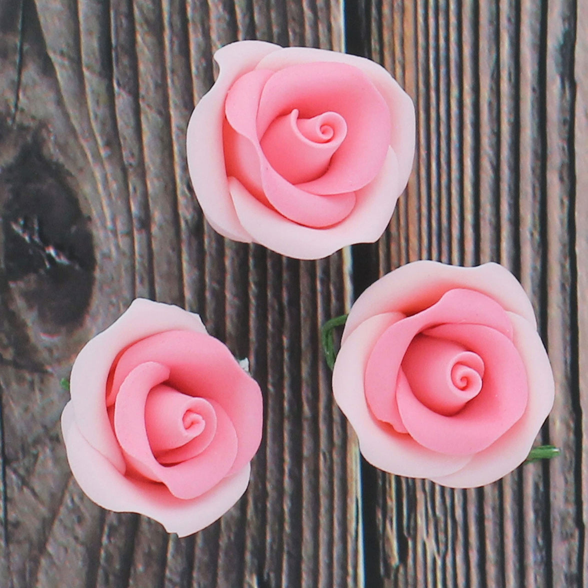 Shrub Rose Sugar Flowers for Cakes, by Global Sugar Art, Small, Pink