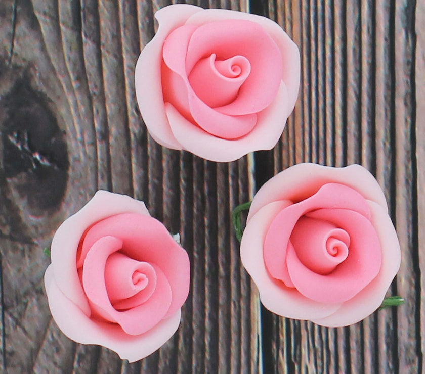 Shrub Rose Sugar Flowers for Cakes, by Global Sugar Art, Small, Pink