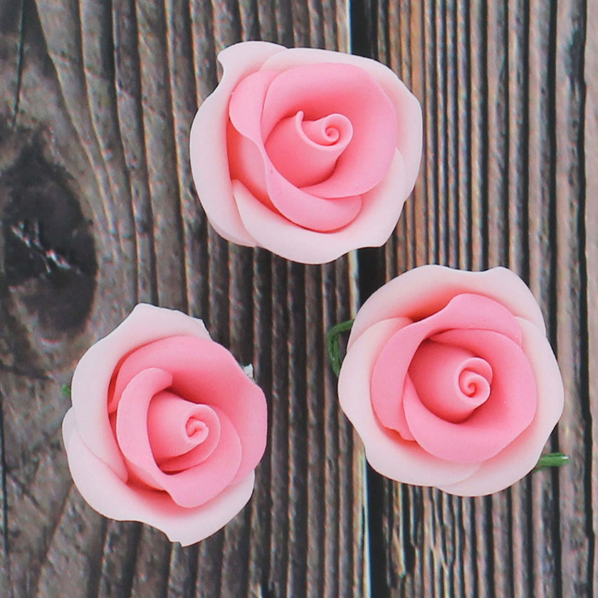 Shrub Rose Sugar Flowers for Cakes, by Global Sugar Art, Small, Pink