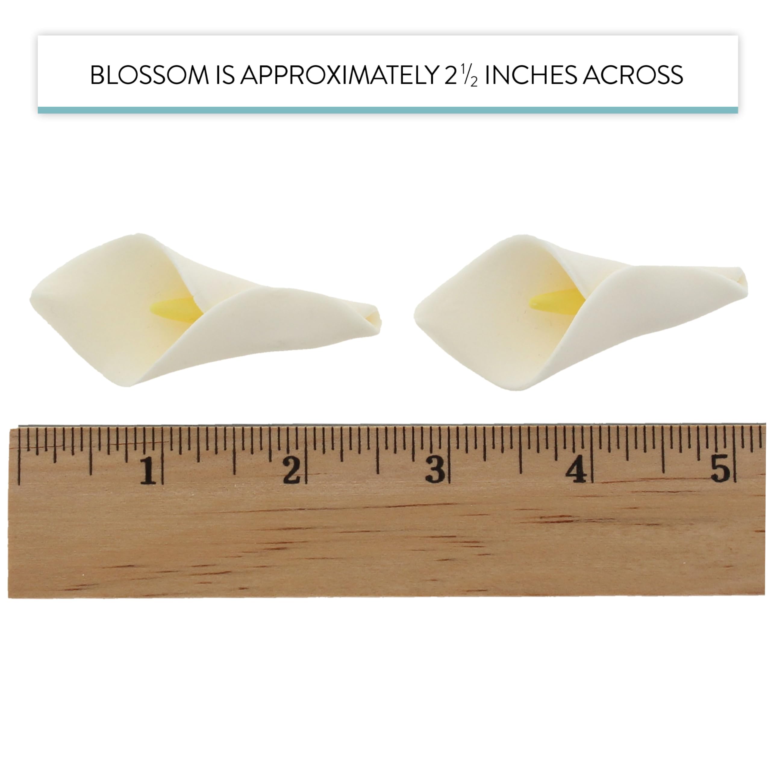 Calla Lily Sugar Cake Flowers by Global Sugar Art, White with Yellow, Unwired, Medium, 18 Count