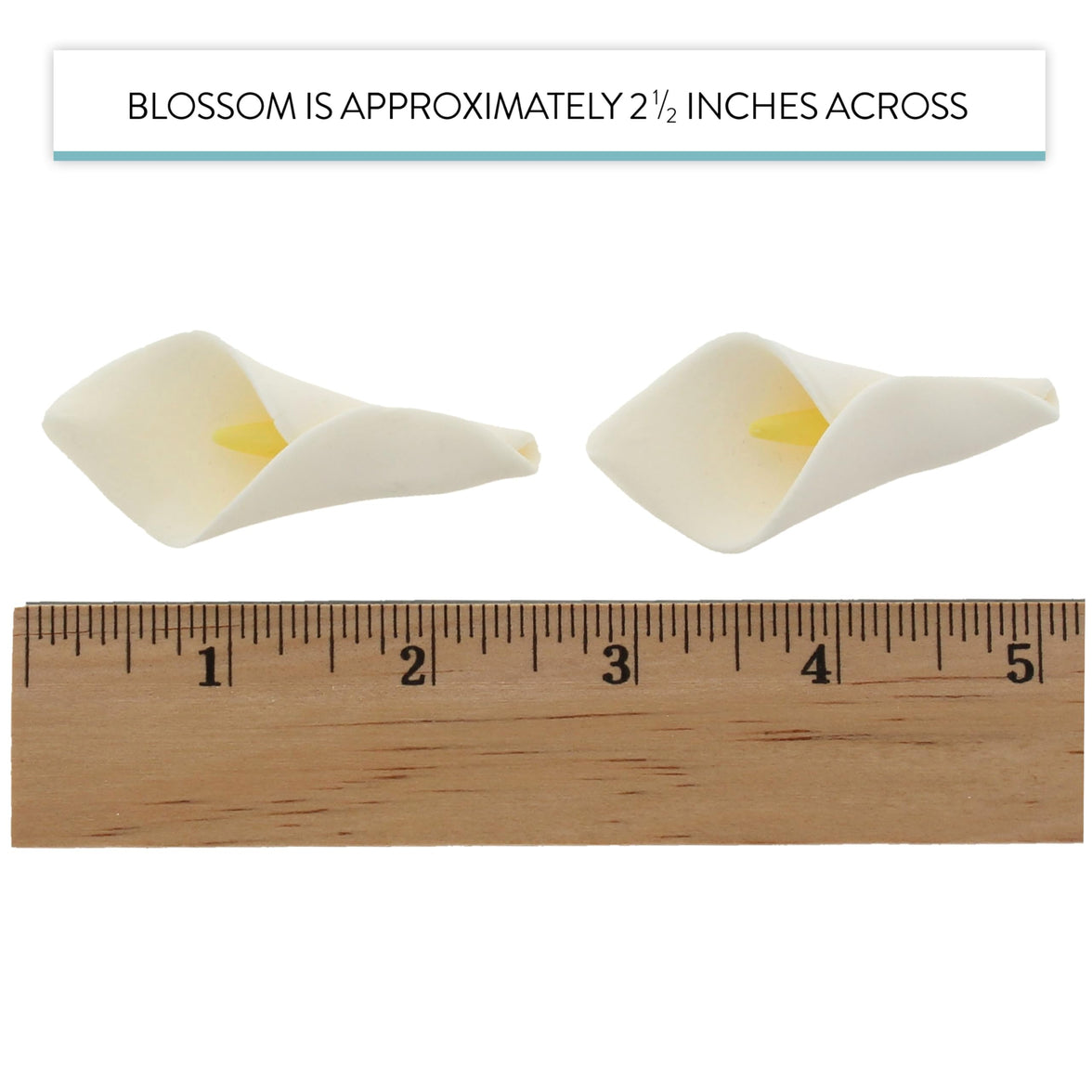 Calla Lily Sugar Cake Flowers by Global Sugar Art, White with Yellow, Unwired, Medium, 18 Count