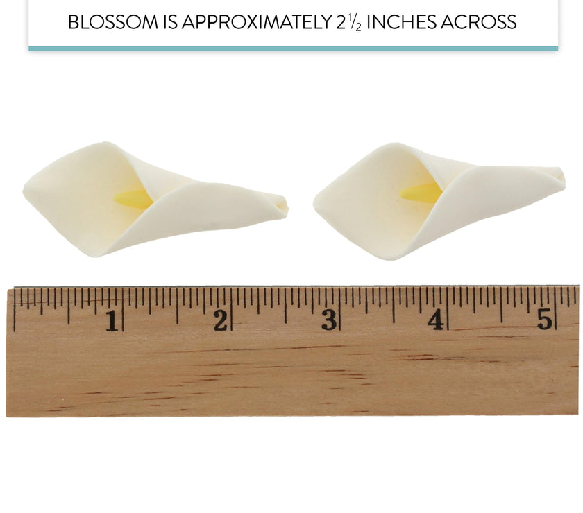 Calla Lily Sugar Cake Flowers by Global Sugar Art, White with Yellow, Unwired, Medium, 18 Count