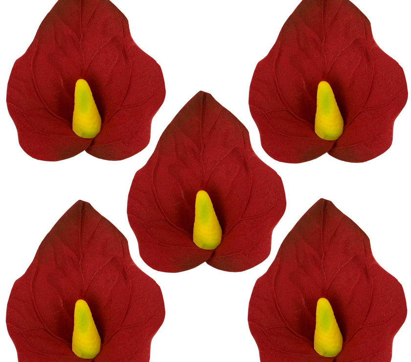 Global Sugar Art Anthurium Sugar Cake Flowers Red Small, 5 Count by Chef Alan Tetreault