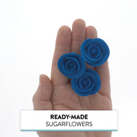 Premium Edible Roses for Cakes and Cupcakes, Sweet Royal Icing Roses, by Global Sugar Art, Royal Blue
