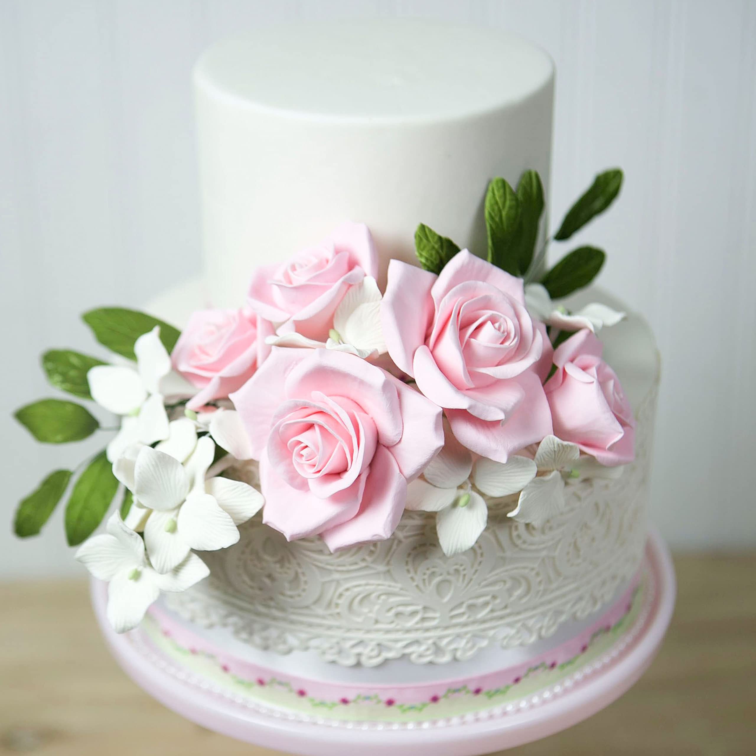 Hydrangea Blossoms, Flat Sugar Flowers by Global Sugar Art, 24 Count White