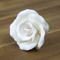 Classic Tea Rose Sugar Cake Flowers, by Global Sugar Art, Wired, White, Medium