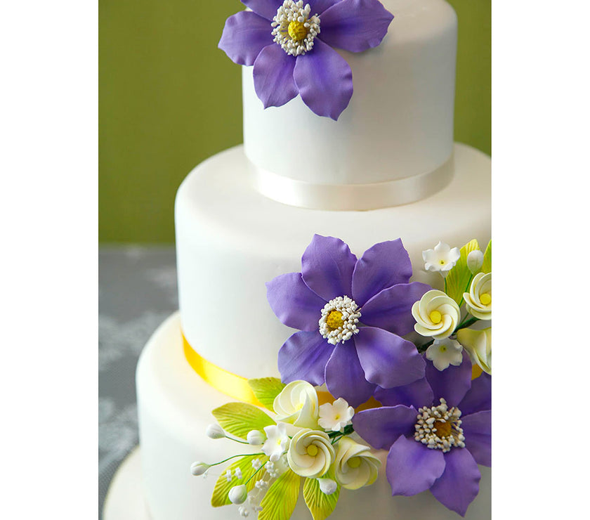 Clematis Gum Paste Sugar Cake Flowers by Global Sugar Art, Purple, 3 Count