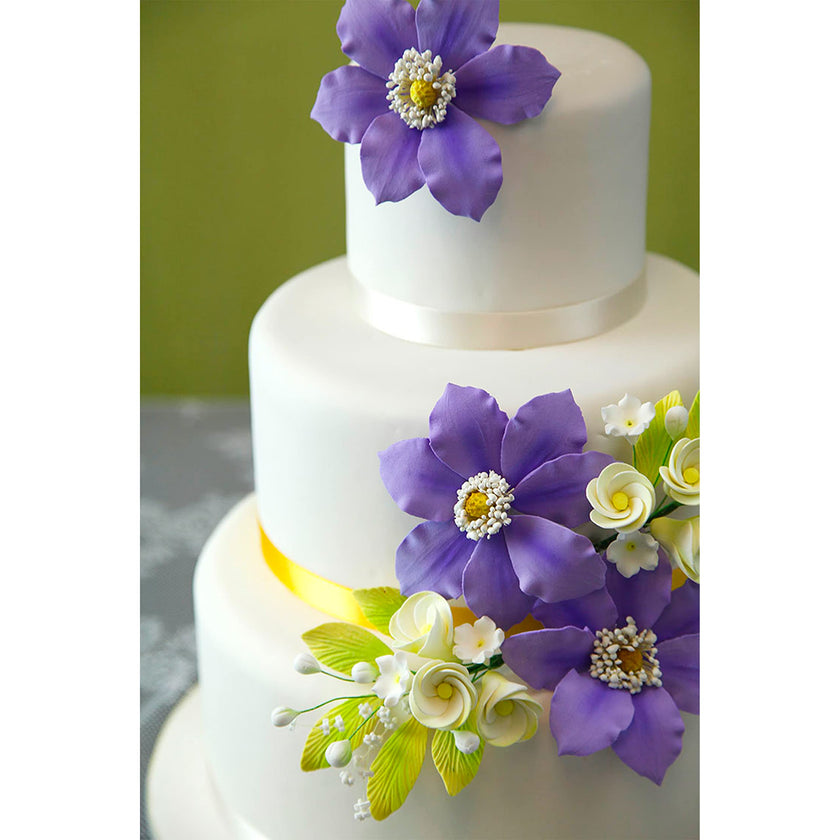 Clematis Gum Paste Sugar Cake Flowers by Global Sugar Art, Purple, 3 Count