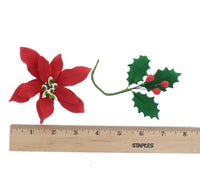 Poinsettia Sugar Flower & Holly Leaf Spray Kit for Cakes, by Global Sugar Art, Small with Berries