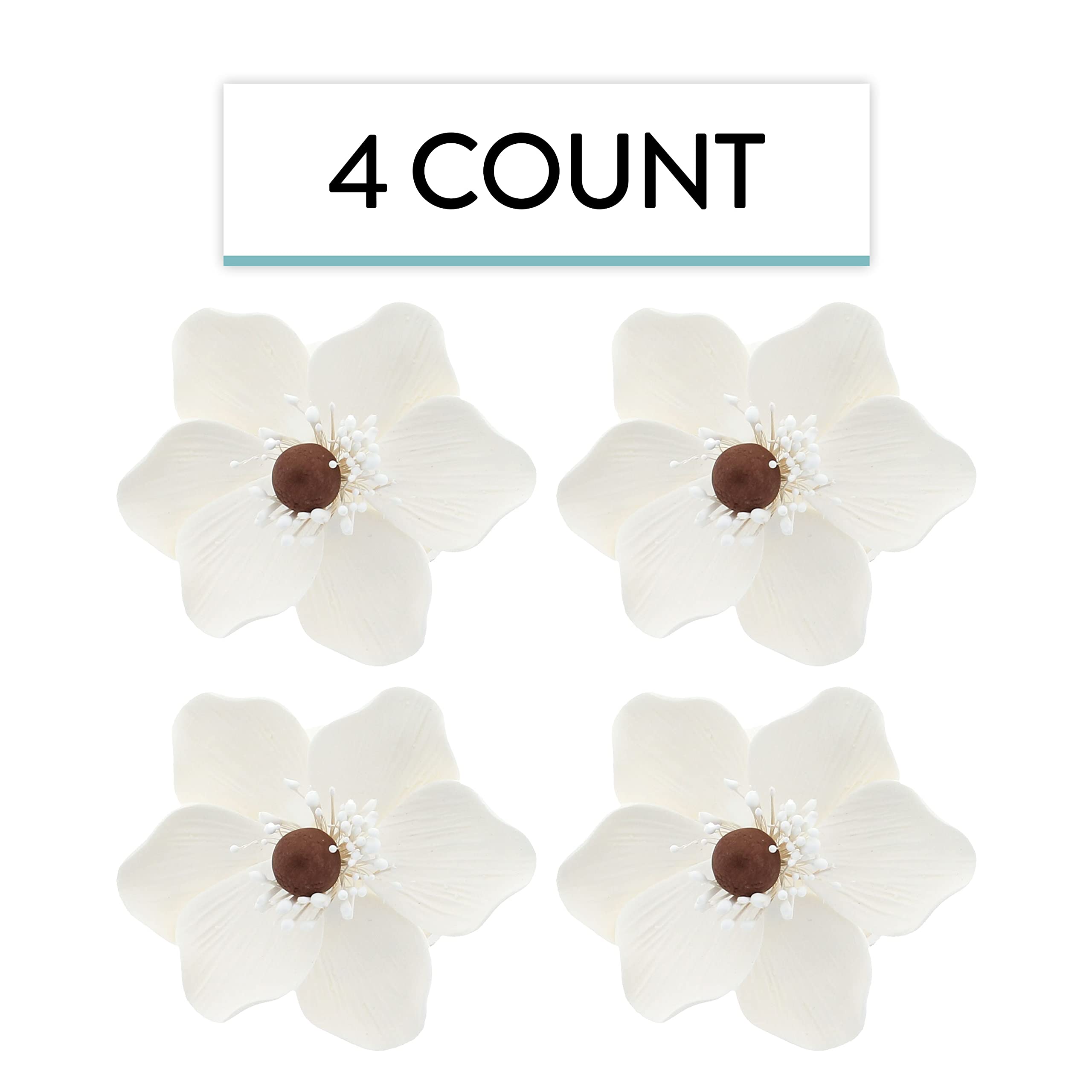 Global Sugar Art Sugar White and Brown Anemone by Chef Alan Tetreault, 4 Count
