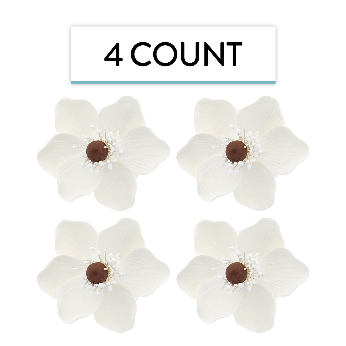 Global Sugar Art Sugar White and Brown Anemone by Chef Alan Tetreault, 4 Count