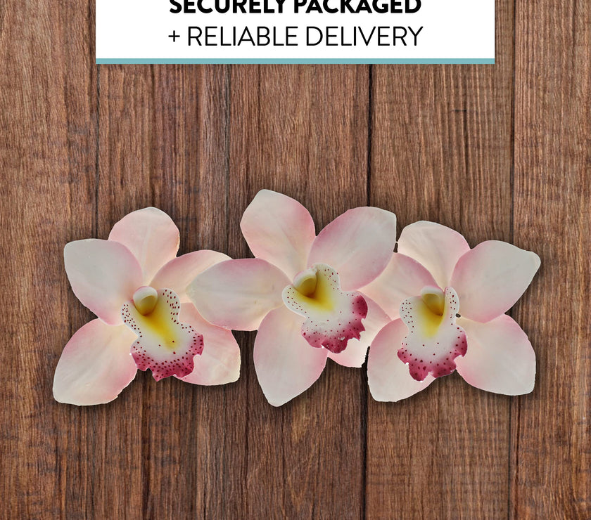 Orchid Sugar Cake Flowers, Cymbidium Orchids, by Global Sugar Art, Pink, 3 Count
