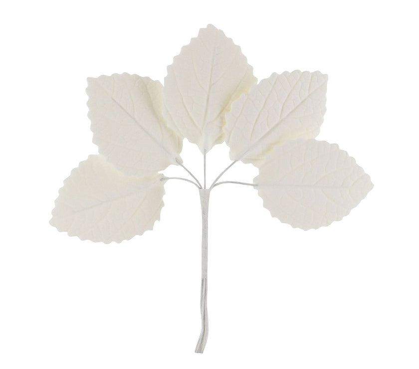 Hydrangea Leaves, Gum Paste Cake Decorations by Global Sugar Art, White, Multiple Sizes