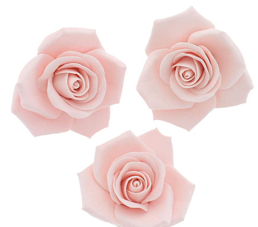 Peace Rose Sugar Flowers for Cake Decorating, by Global Sugar Art, Large, Pink