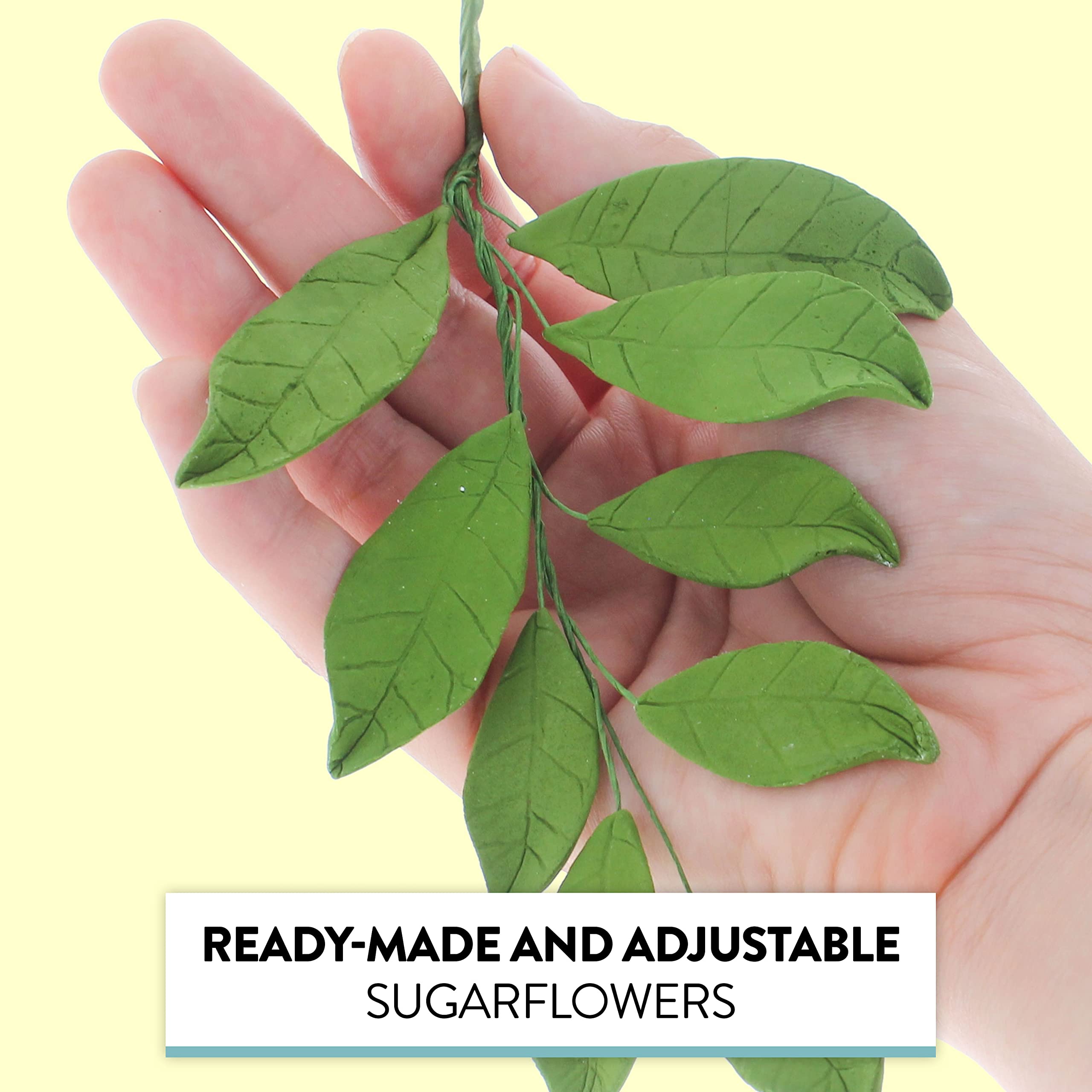 Magnolia Leaf Spray Cake Decoration by Chef Alan Tetreault, Global Sugar Art, 4 Count