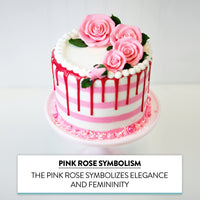 Exquisite Rose & Leaf Kit, Sugar Cake Flowers by Global Sugar Art, Pink Roses with Leaves, 15-Piece Set