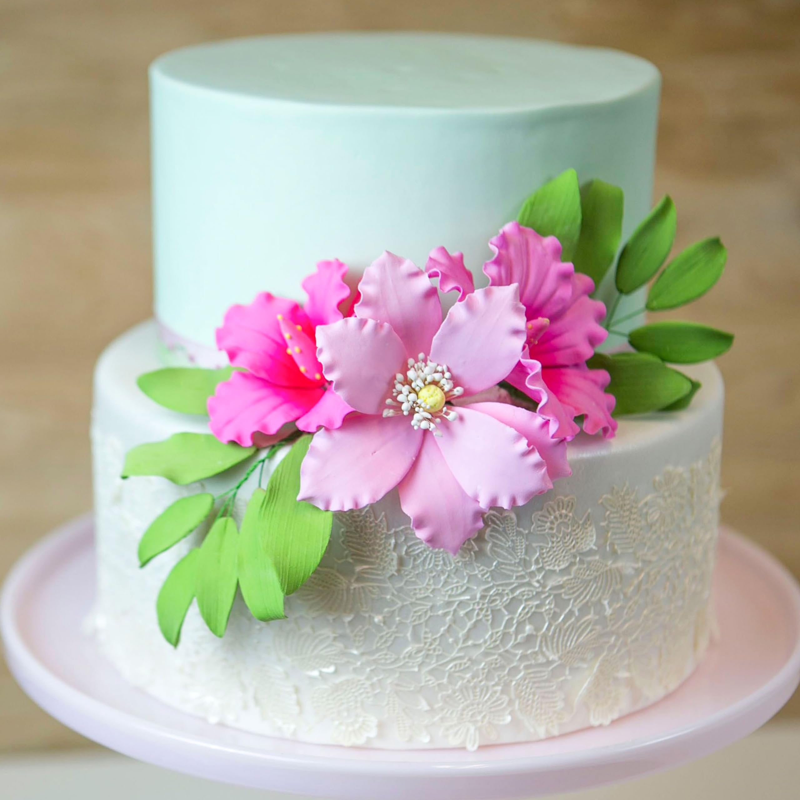 Clematis Gum Paste Sugar Cake Flowers by Global Sugar Art, Pink, 3 Count