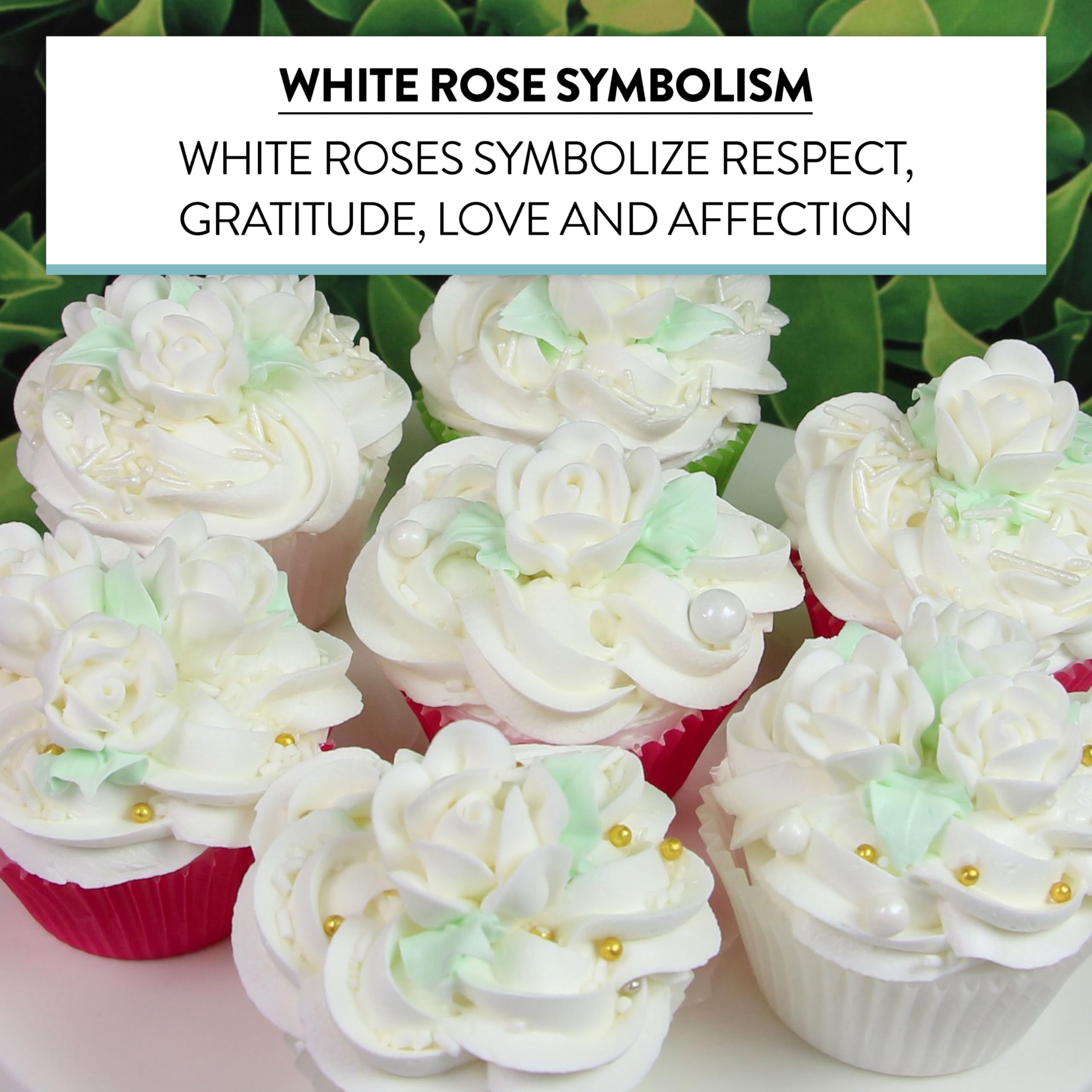 Edible Royal Icing Roses, Two Dozen Roses for Cupcake Decorating, by Global Sugar Art, White Rose Set