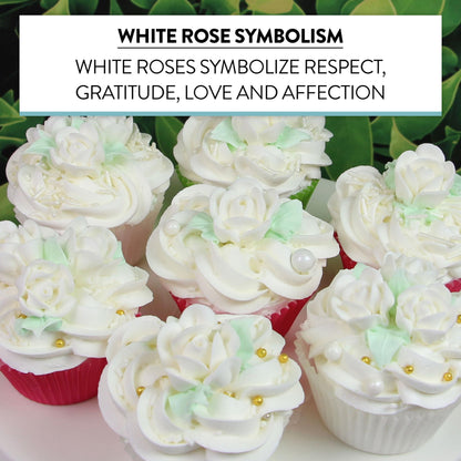 Tiny White Rose Toppers, Assorted Sizes, 24 Count