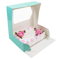 Global Sugar Art Quarter Sheet Cake Box with Window, Auto Popup, 14 x 10 x 4 Inches