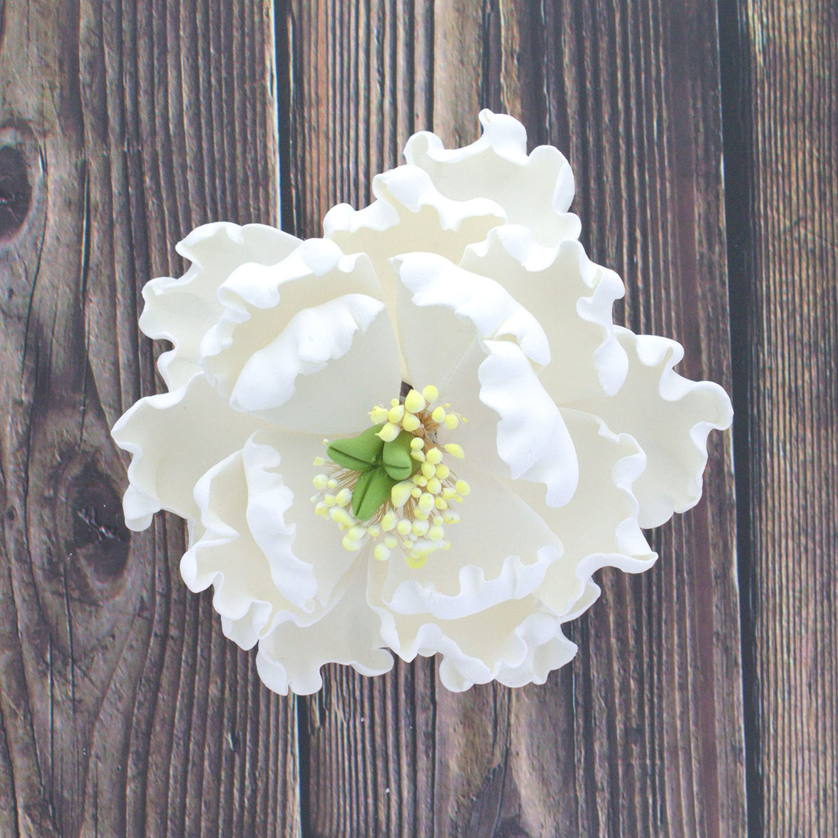 Peony Sugar Flower Decoration for Cakes, by Global Sugar Art, White Bloom
