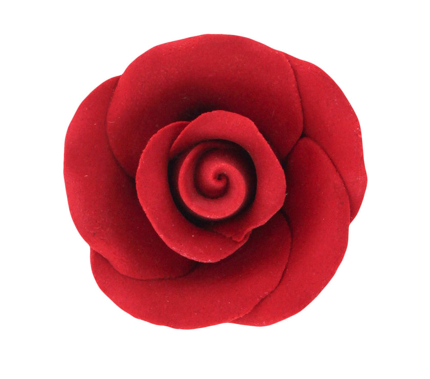Deluxe Red Roses for Cake Decorating, Premium Unwired Sugar Flowers by Global Sugar Art, Red, Medium