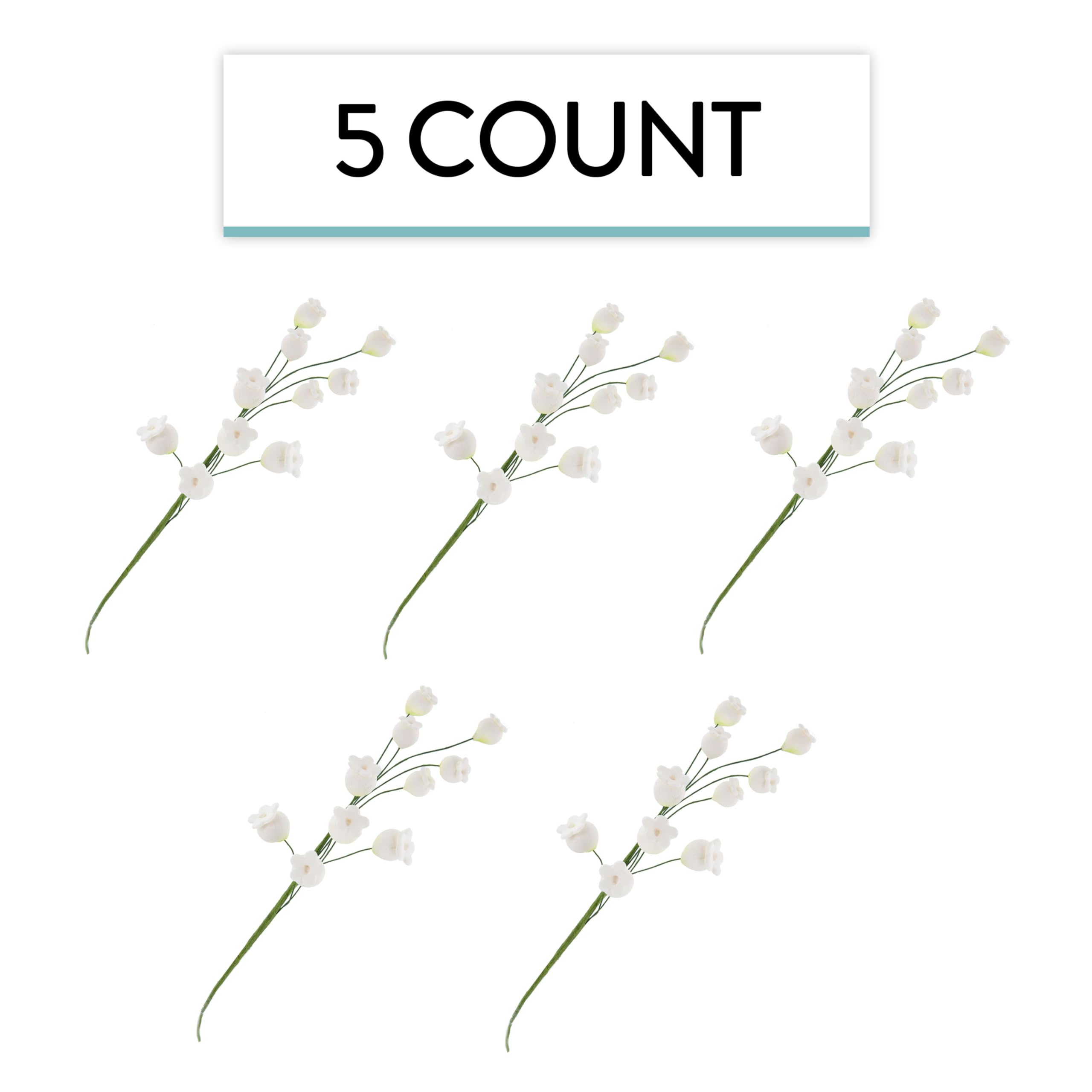 Lily of the Valley Sugar Cake Flowers, Filler Spray by Global Sugar Art, White, 5 Count