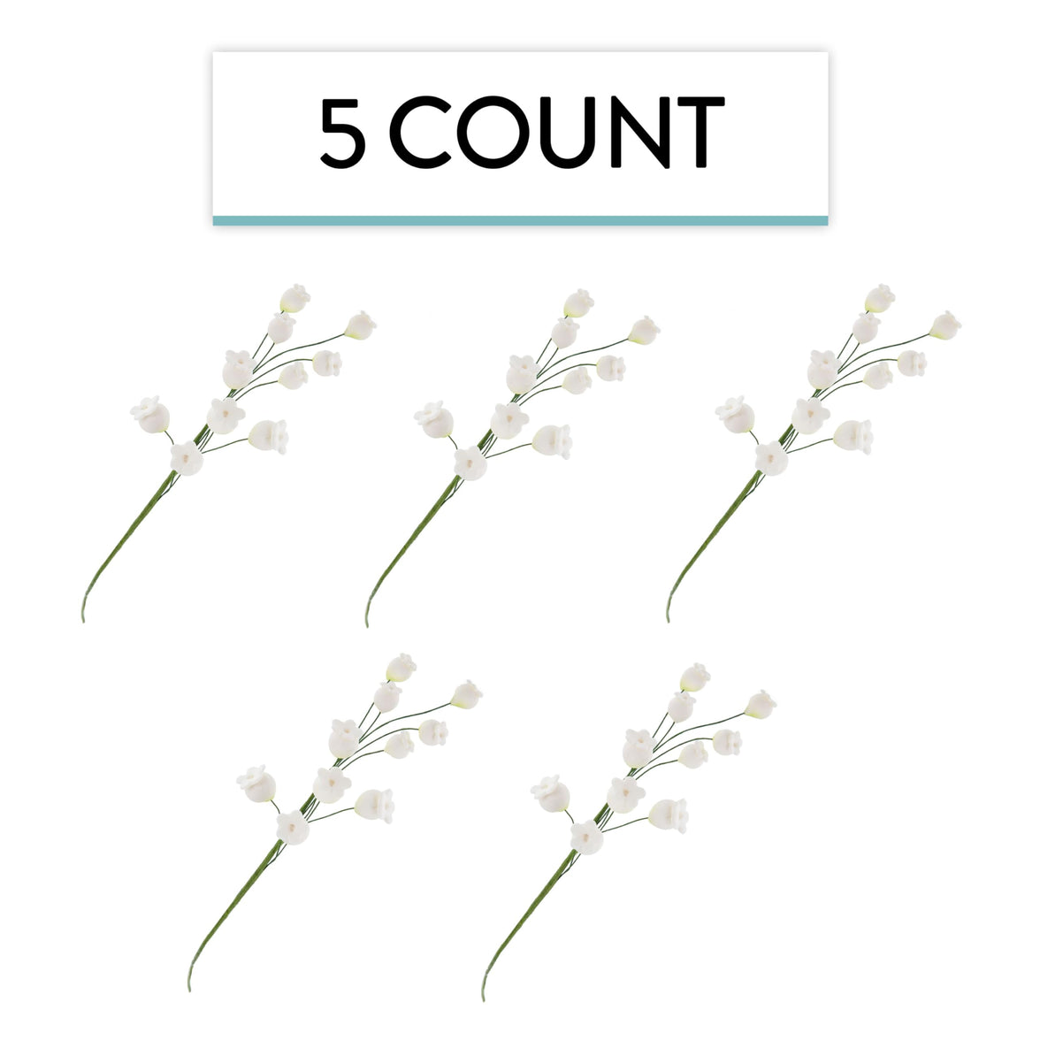 Lily of the Valley Sugar Cake Flowers, Filler Spray by Global Sugar Art, White, 5 Count