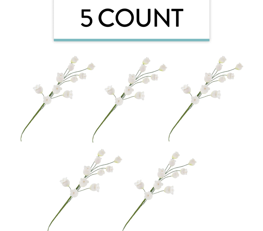Lily of the Valley Sugar Cake Flowers, Filler Spray by Global Sugar Art, White, 5 Count