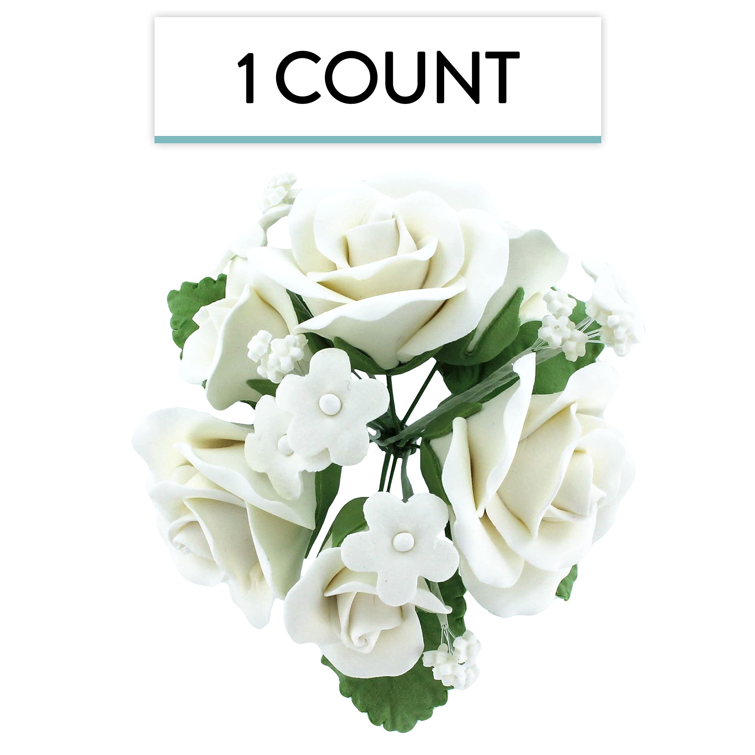 Rose Bouquet Cake Decoration, Elegant Garden Rose Cake Topper, by Global Sugar Art, White