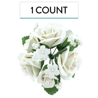 Rose Bouquet Cake Decoration, Elegant Garden Rose Cake Topper, by Global Sugar Art, White