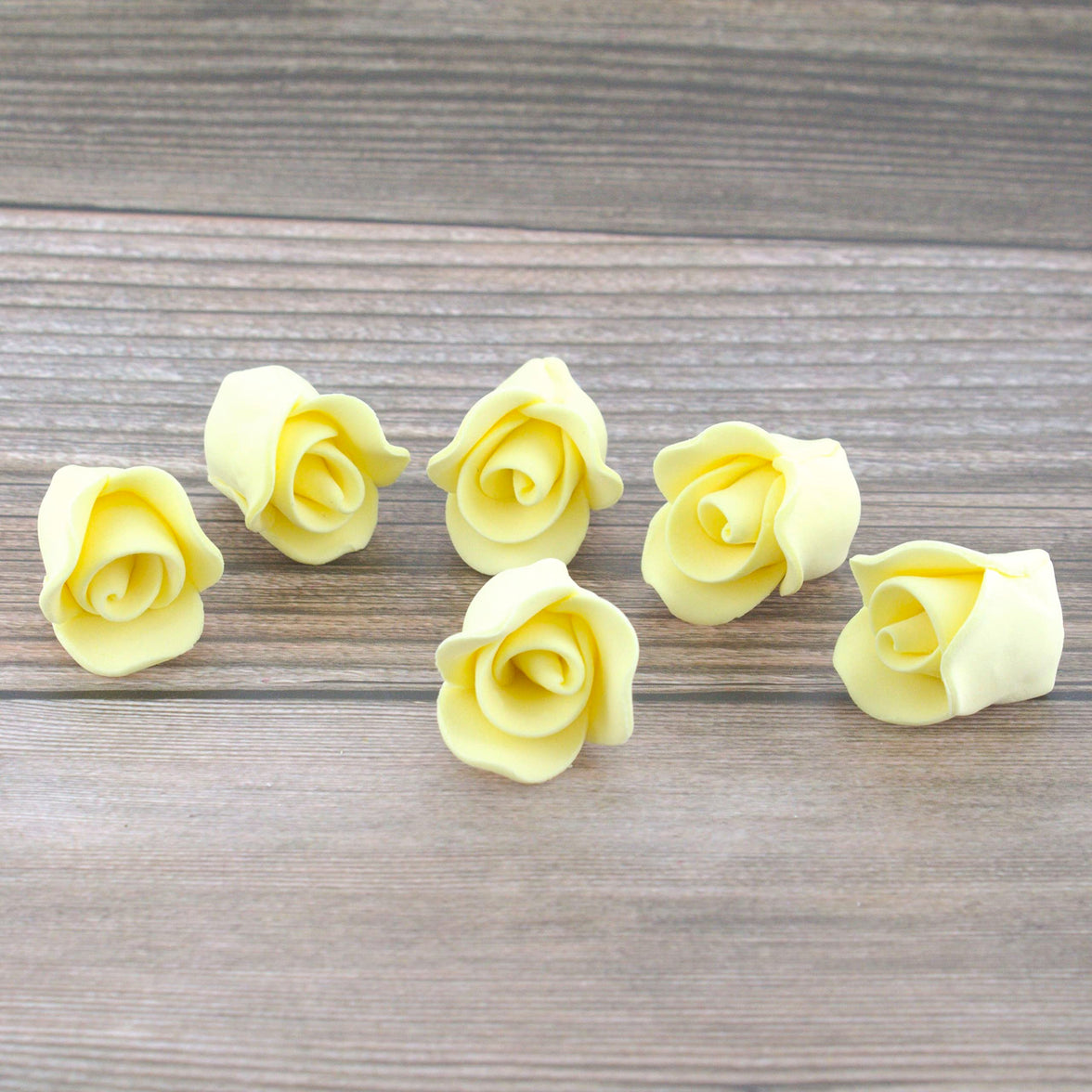 Tiny Rose Sugar Flowers, Edible Cupcake Toppers, Extra Small, by Global Sugar Art, Yellow