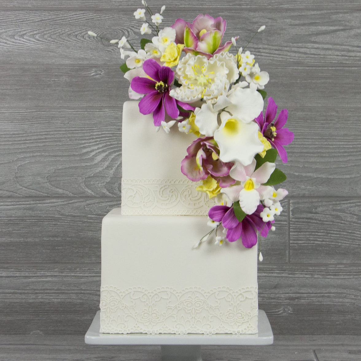 Orchid Sugar Cake Flowers, Cattleya Orchid, by Global Sugar Art, Large, White, 1 Count