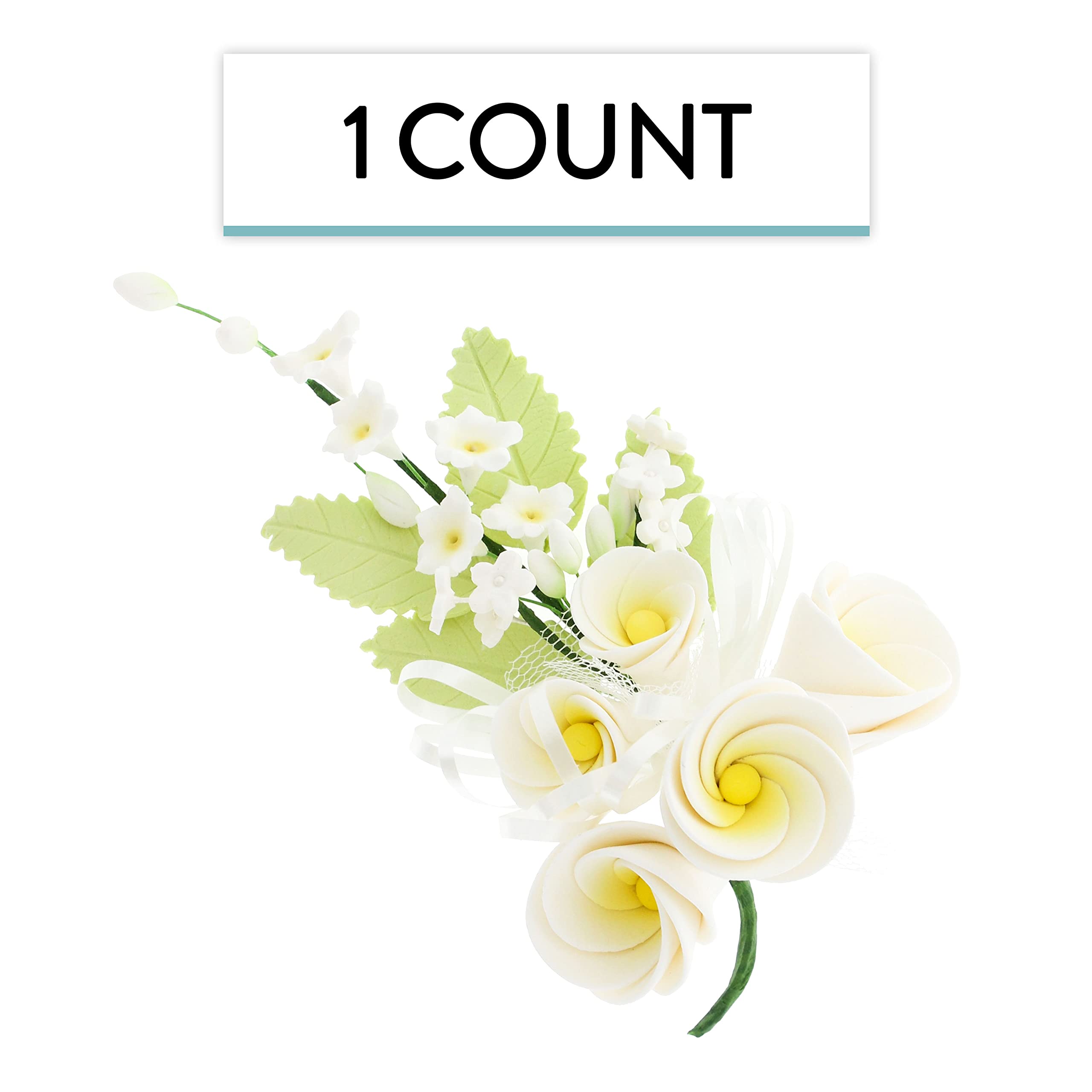 Tropical Cake Topper Frangipani Spray Gum Paste Flower by Global Sugar Art, Small