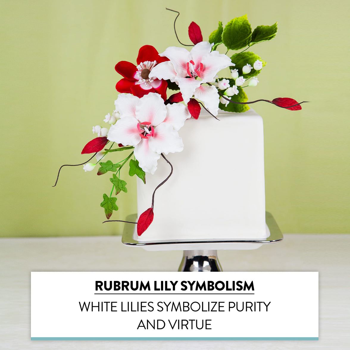 Rubrum Lily Cake Topper, Sugar Flower Lilies by Global Sugar Art, Red and White, 3 Count