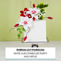 Rubrum Lily Cake Topper, Sugar Flower Lilies by Global Sugar Art, Red and White, 3 Count