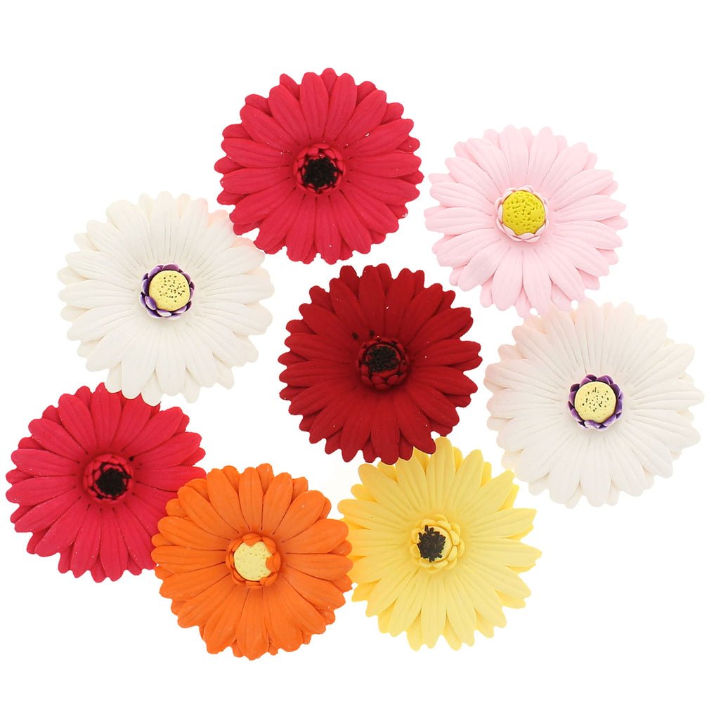 Global Sugar Art Gerbera Daisy Sugar Cake Flowers, Mixed Colors, 8 Count by Chef Alan Tetreault
