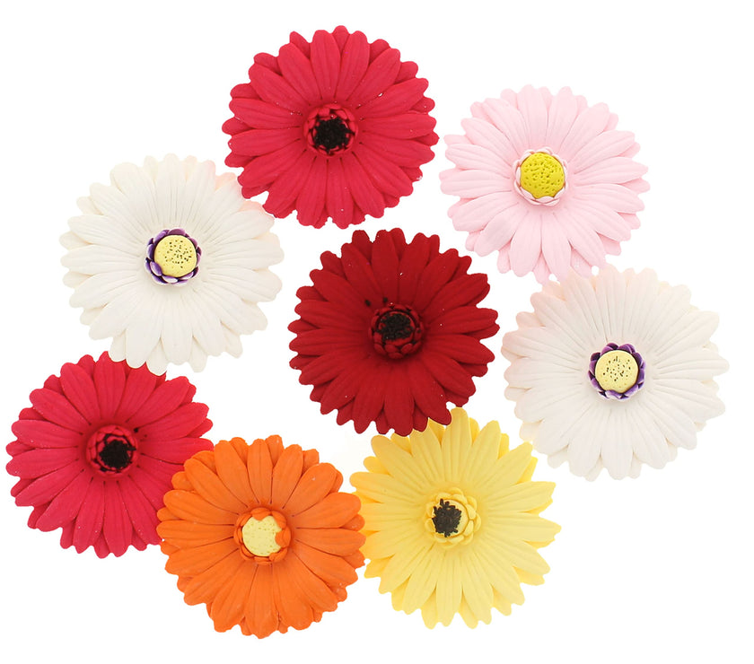 Global Sugar Art Gerbera Daisy Sugar Cake Flowers, Mixed Colors, 8 Count by Chef Alan Tetreault