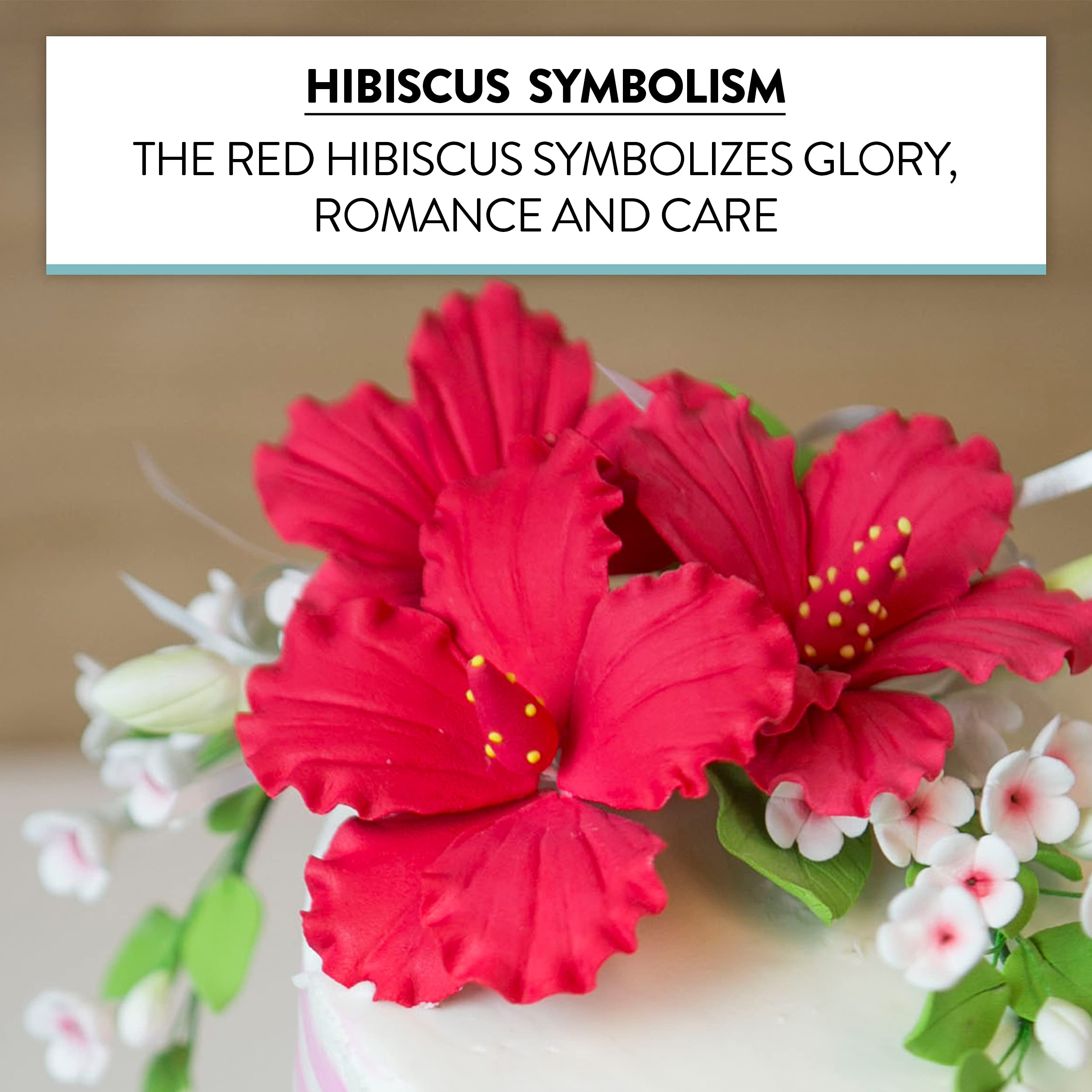 Hibiscus Sugar Cake Flowers, Red Tropical Sugar Flowers, by Global Sugar Art
