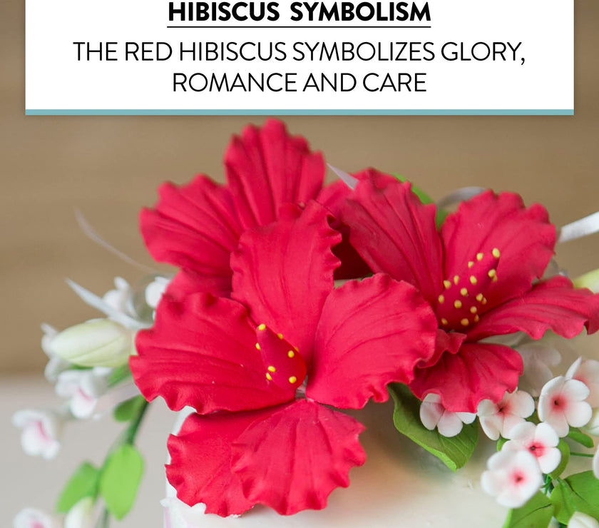 Hibiscus Sugar Cake Flowers, Red Tropical Sugar Flowers, by Global Sugar Art
