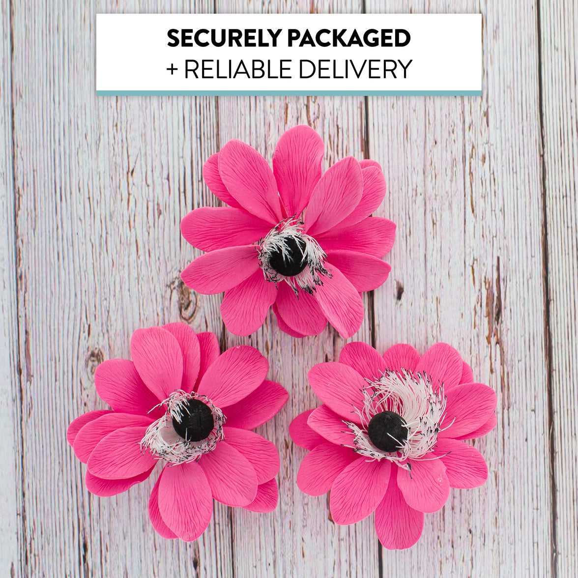 Global Sugar Art Sugar Pink and Black Anemone by Chef Alan Tetreault, 3 Count