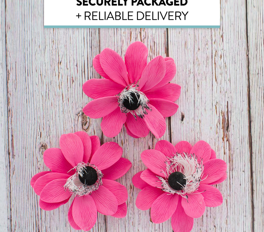 Global Sugar Art Sugar Pink and Black Anemone by Chef Alan Tetreault, 3 Count