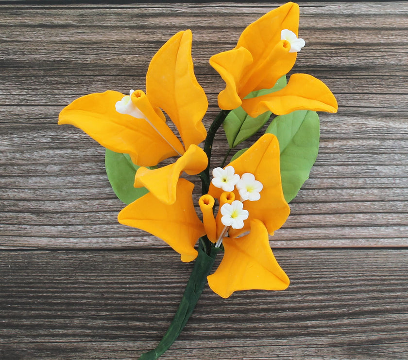 Bougainvillea Sugar Cake Flowers, Tropical Cake Decorations, by Global Sugar Art, Golden Yellow