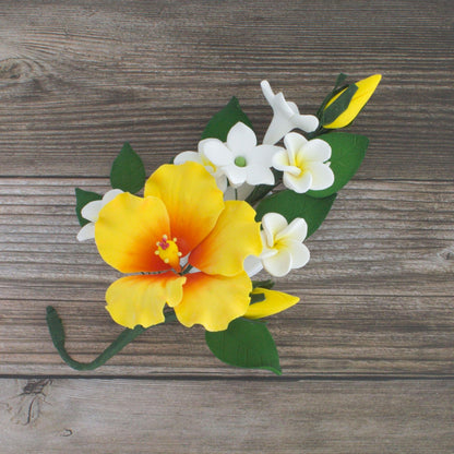 Yellow Tropical Hibiscus Plumeria Spray