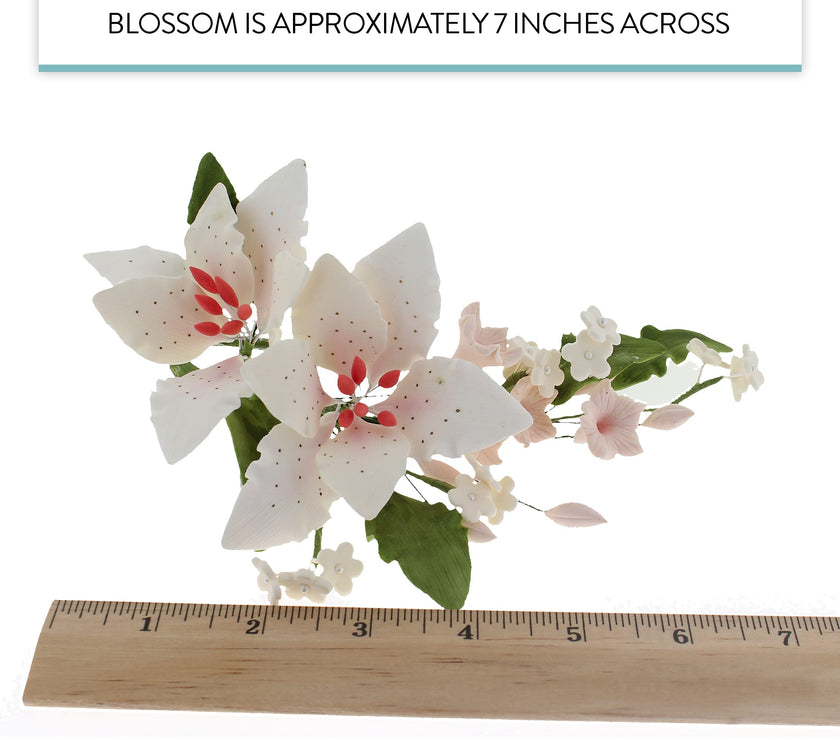 Sugar Lilies, Lily Flower Sprays, Cake Toppers by Global Sugar Art, Pink Double Rubrum Lily Spray