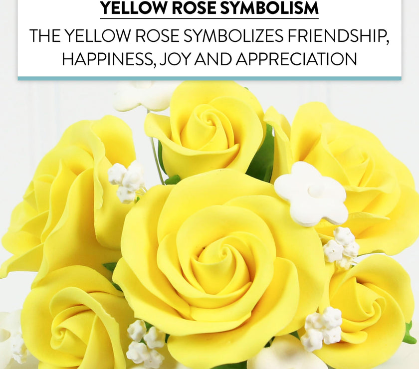 Rose Bouquet Cake Decoration, Elegant Garden Rose Cake Topper, by Global Sugar Art, Yellow