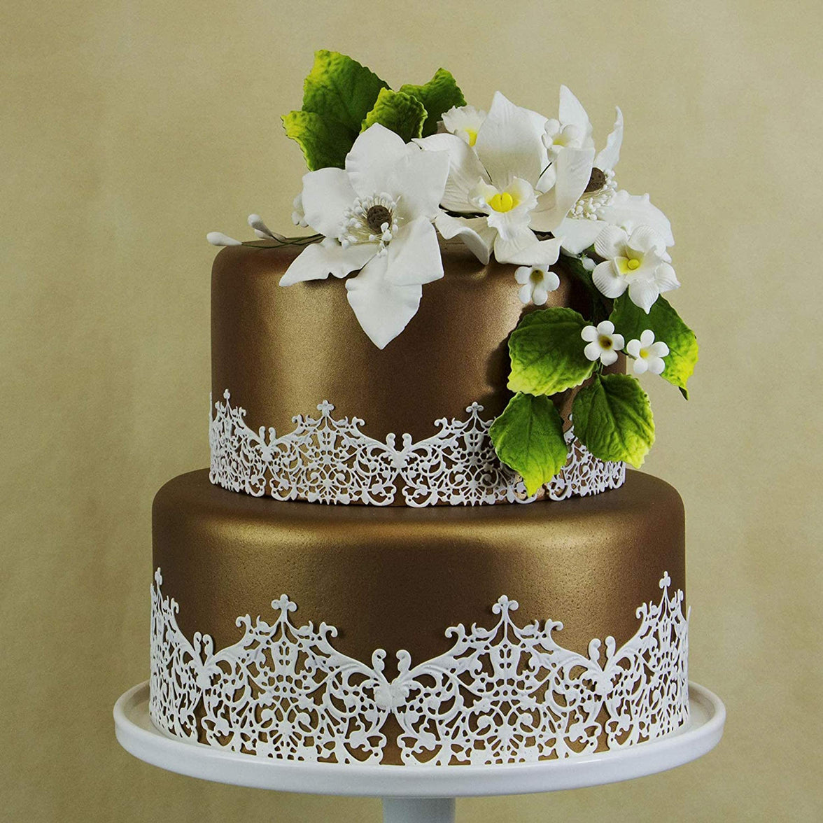 Orchid Sugar Cake Flower Sprays, White Cymbidium Orchid Spray, by Global Sugar Art